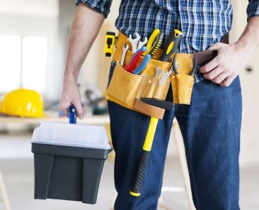 Part of male construction worker