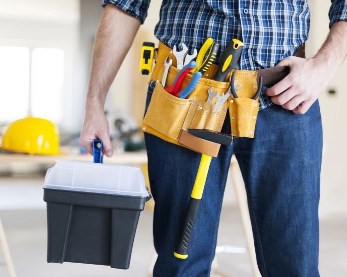 Part of male construction worker