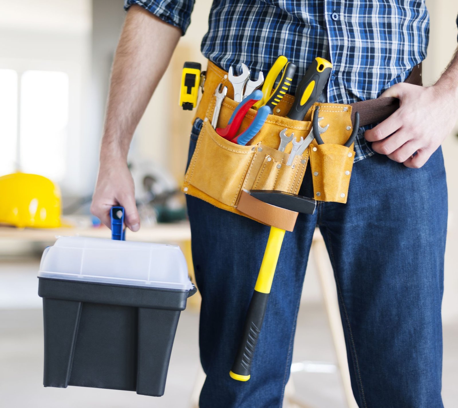 Part of male construction worker